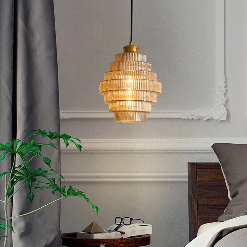 Bottle Shaped Brass Glass Pendant Light - Image 7