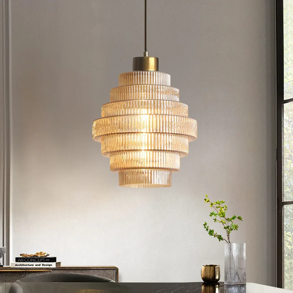Bottle Shaped Brass Glass Pendant Light - Image 9