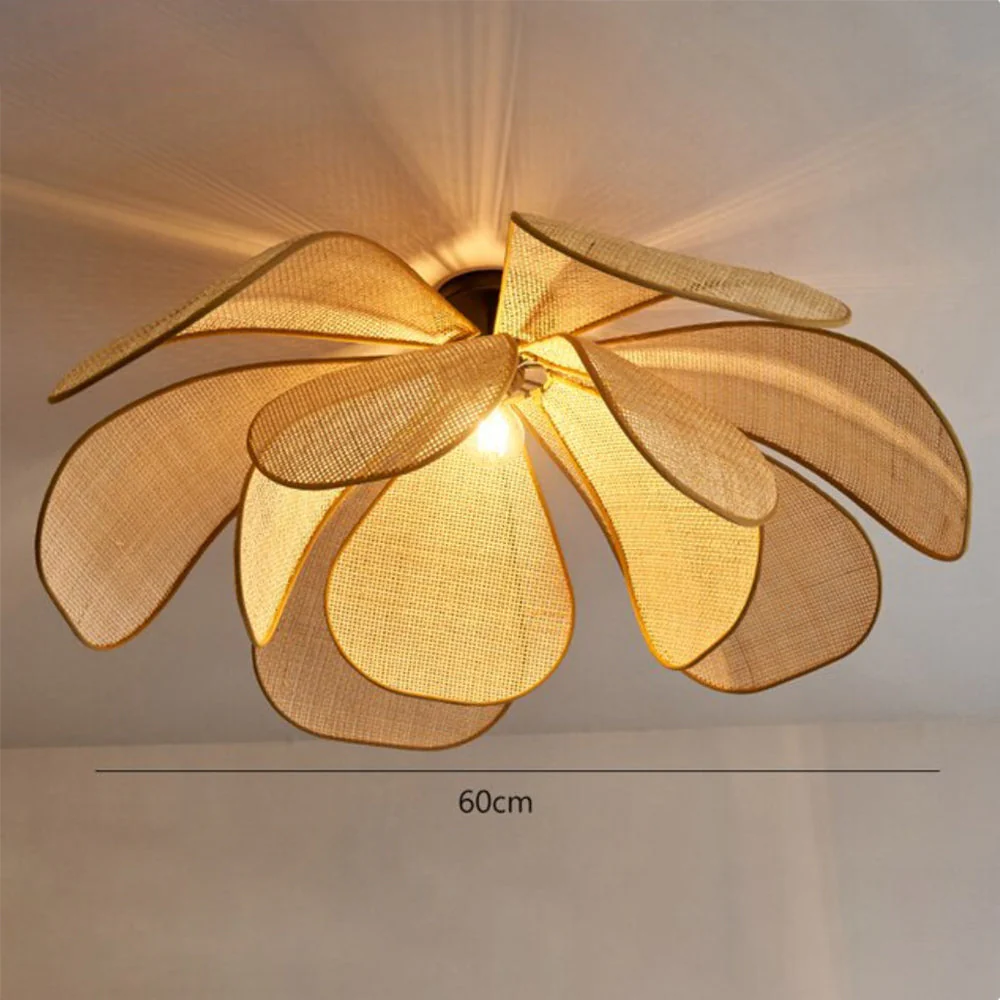 Vintage Petal Rattan Ceiling Pendant Light - Image 10