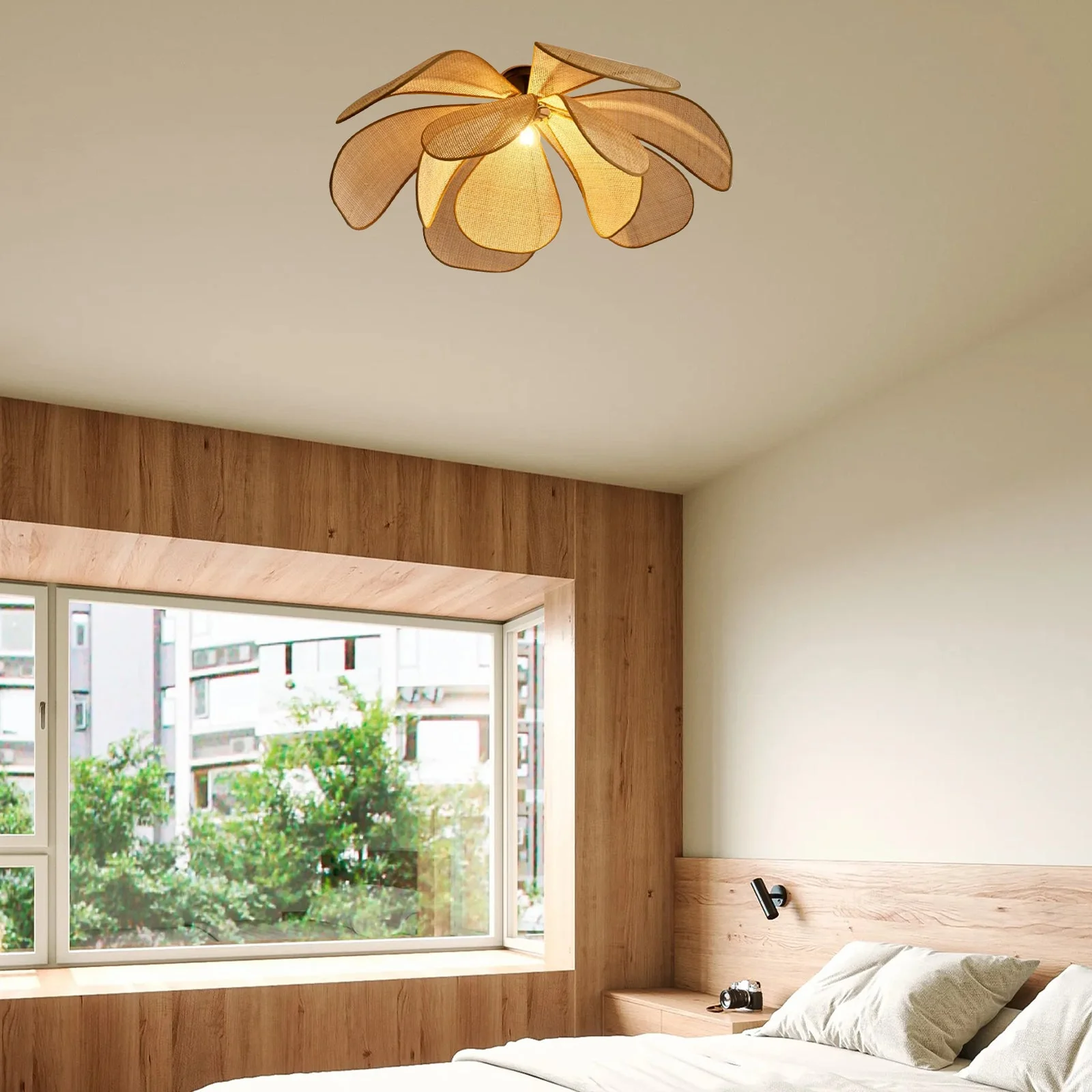 Vintage Petal Rattan Ceiling Pendant Light - Image 5