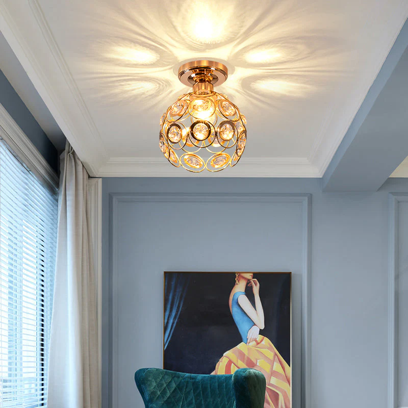 Art Gold Crystal Glass Hallway Ceiling Light - Image 2