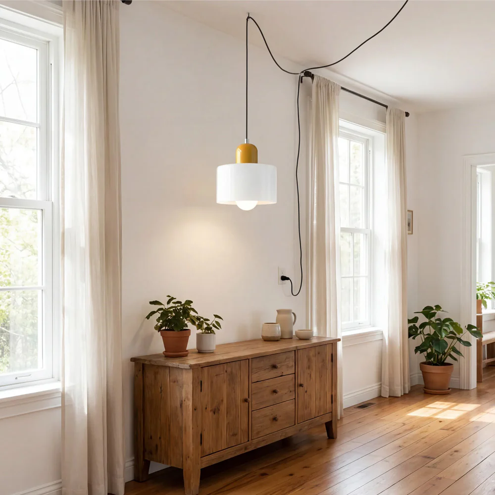 Bauhaus Minimalist Plug-in Glass Pendant Light for Kitchen Island - Image 44