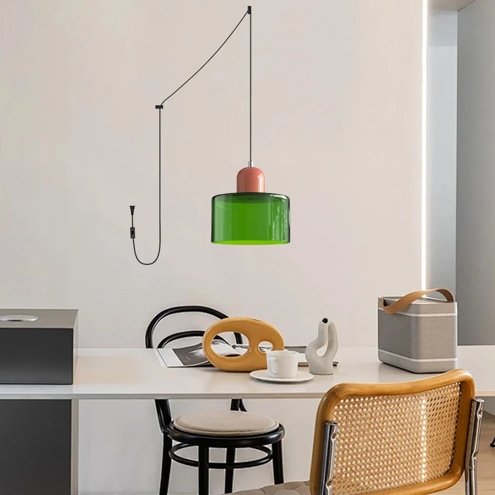 Bauhaus Minimalist Plug-in Glass Pendant Light for Kitchen Island - Image 76