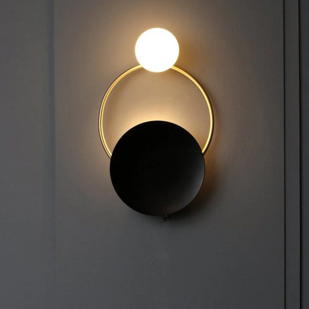 Nordic Simple Black Gold Wrought Iron Circle Aisle Corridor Wall Light - Image 10