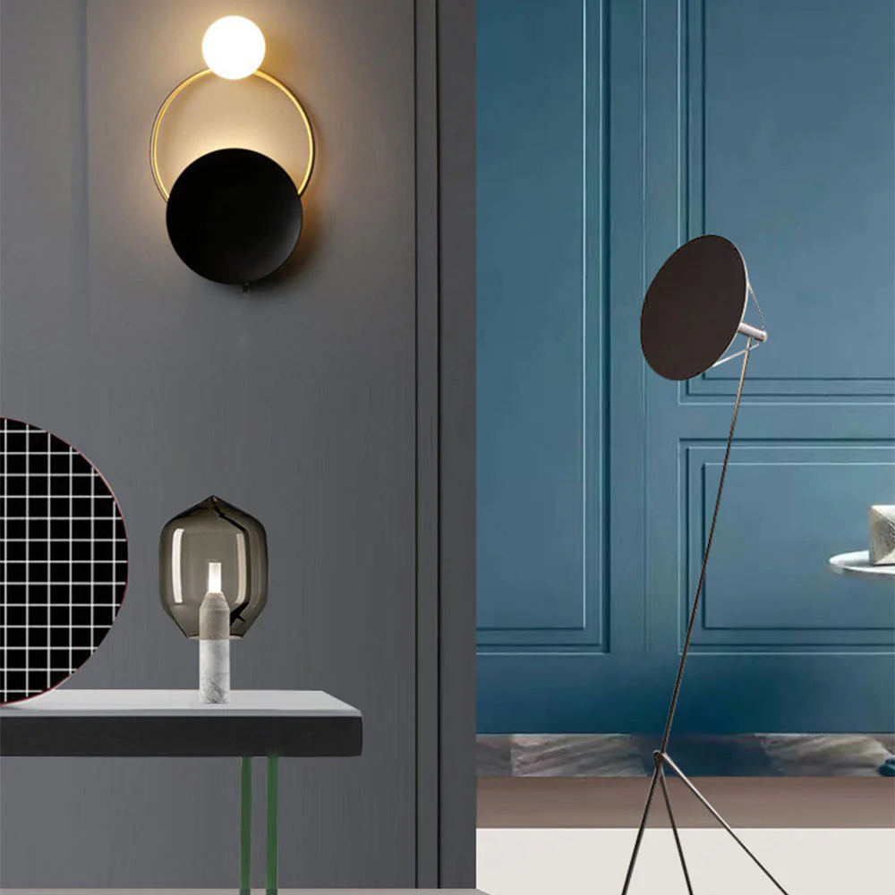 Nordic Simple Black Gold Wrought Iron Circle Aisle Corridor Wall Light - Image 4