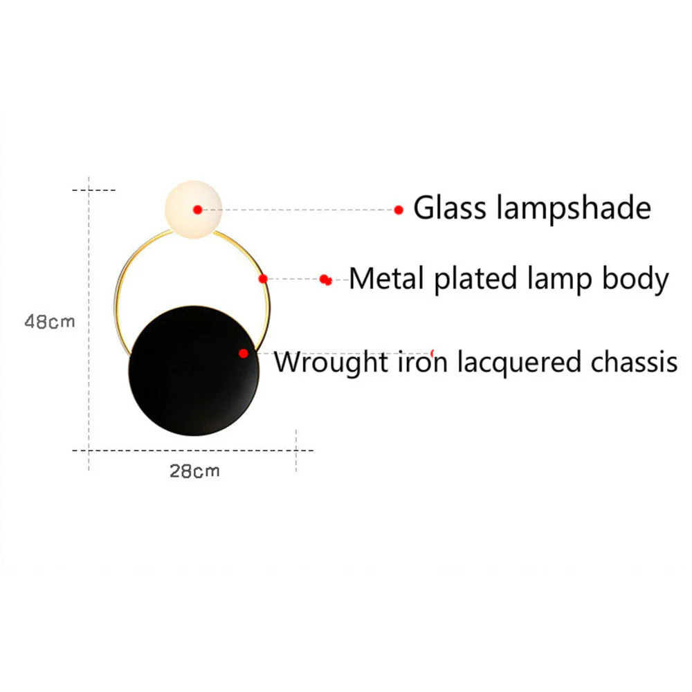 Nordic Simple Black Gold Wrought Iron Circle Aisle Corridor Wall Light - Image 7
