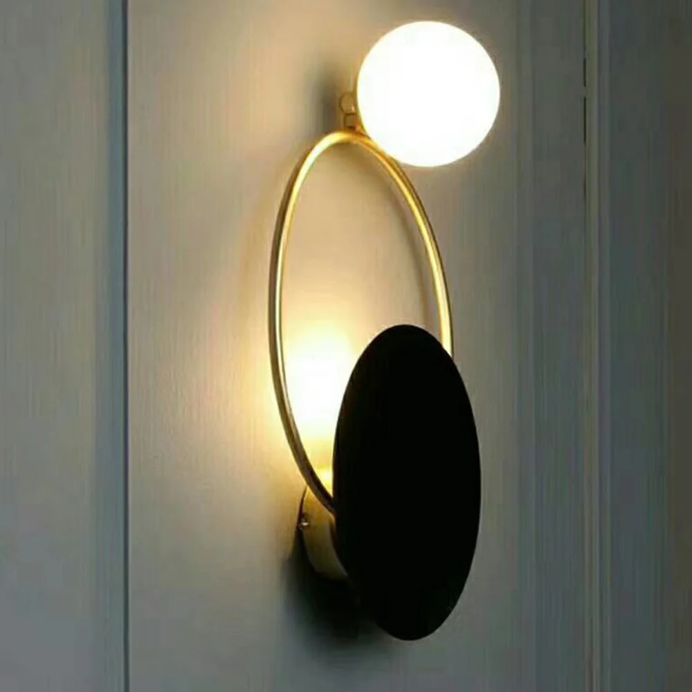 Nordic Simple Black Gold Wrought Iron Circle Aisle Corridor Wall Light - Image 8