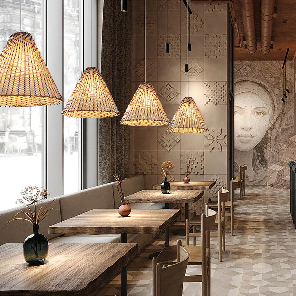 Boho Handmade Woving Rattan Pendant Light - Image 7