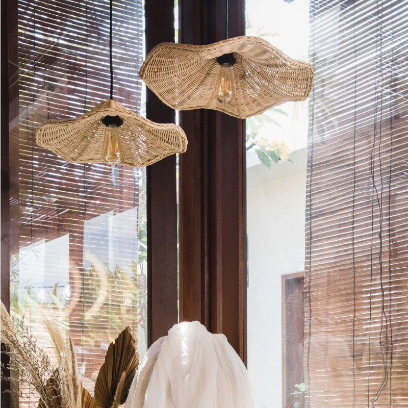 Boho Wicker Rattan Farmouse Pendant Light - Image 6