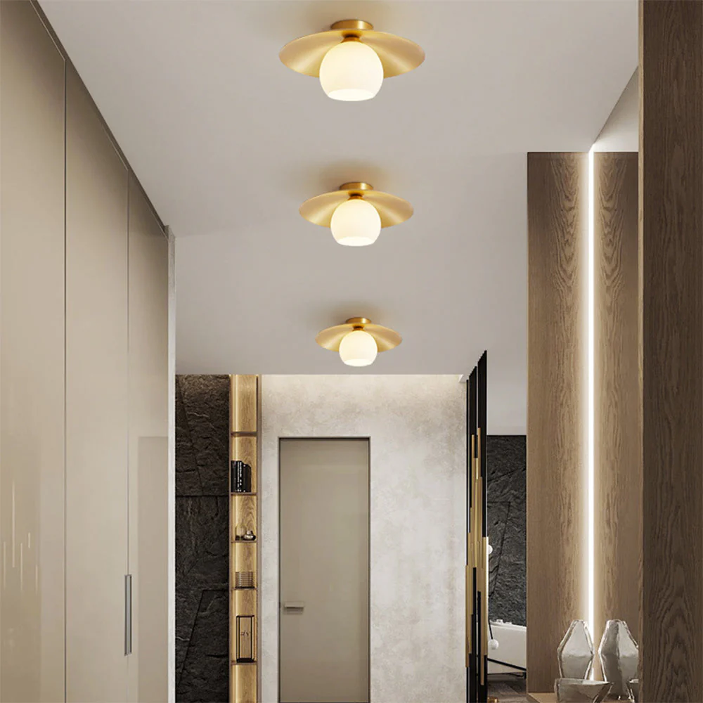 Brass Cap Gold Semi Flush Mount Ceiling Light - Image 5