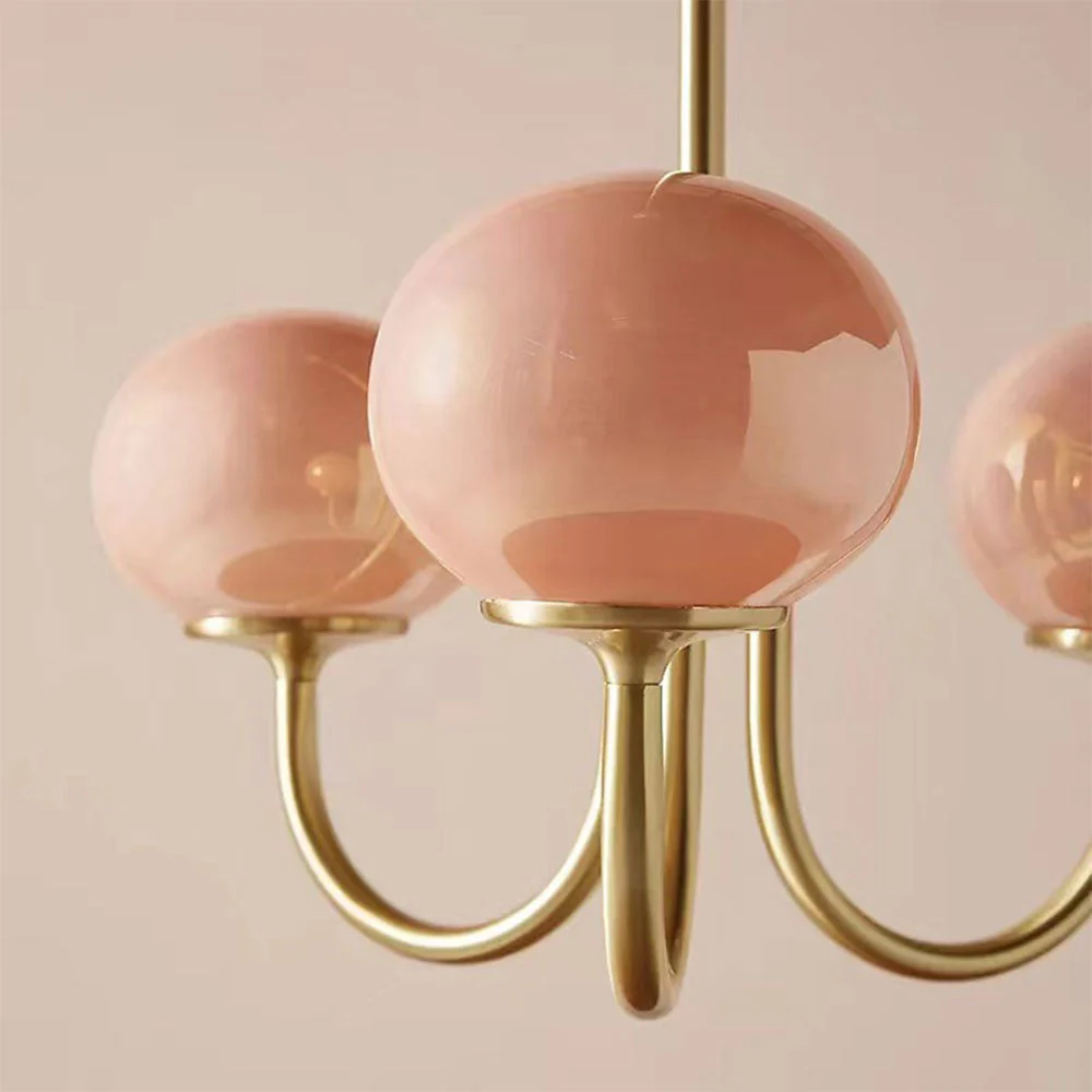 Bubble Pink Glass Marshmallow Chandelier - Image 6