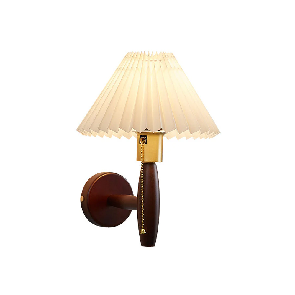 Classic Walnut Wood Folds Shade Wall Light - Image 5