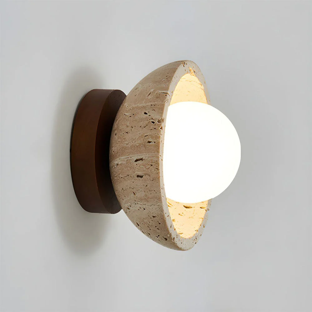 Contemporary Industrial Beige Stone Wall Light - Image 4