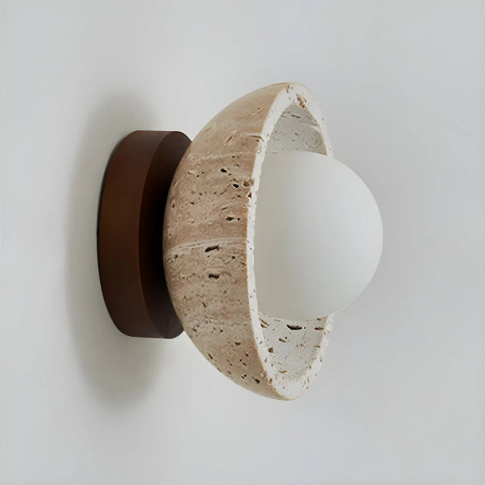 Contemporary Industrial Beige Stone Wall Light - Image 7