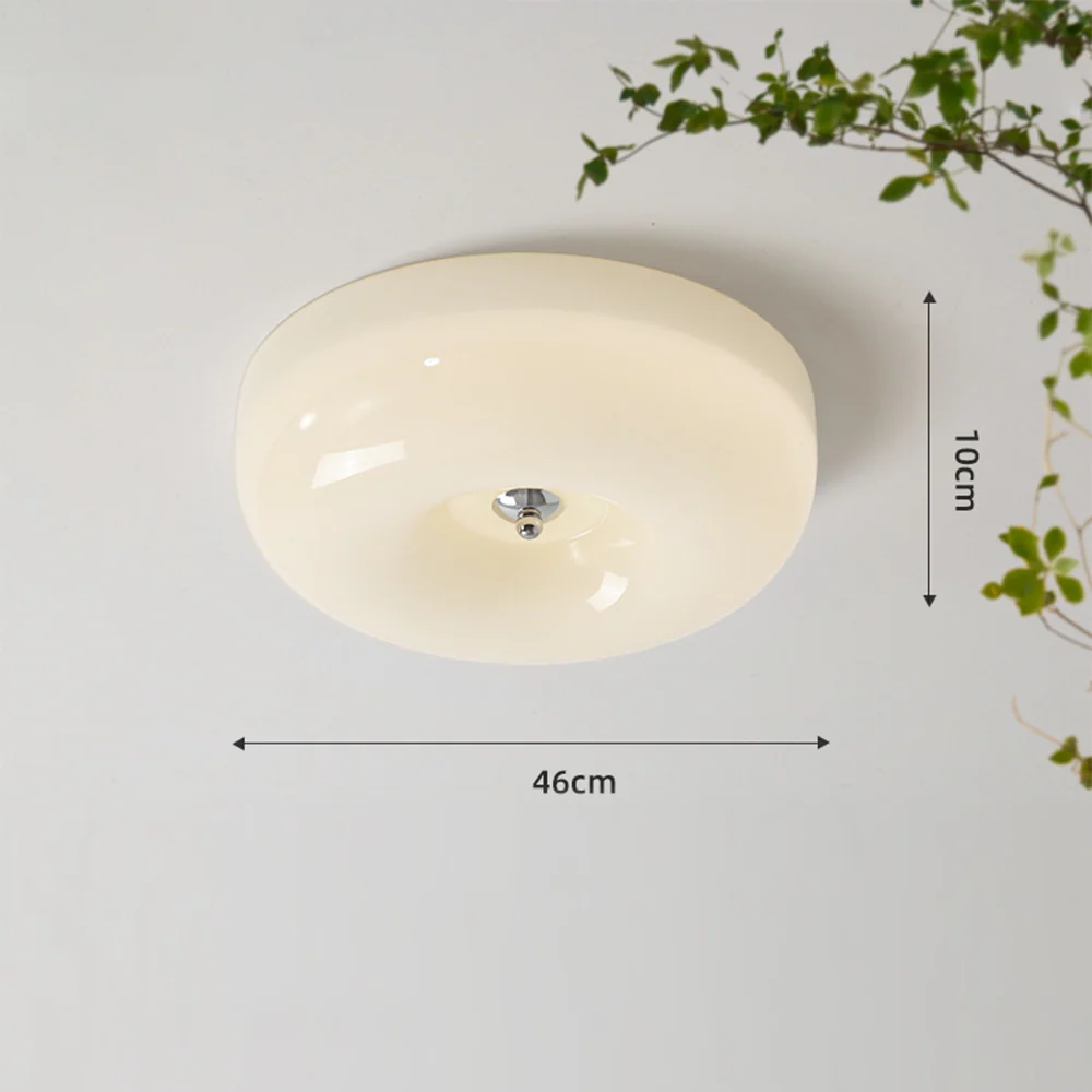 Cream Round Ceiling Lamp Simple Glass Ceiling Light For Bedroom - Image 15