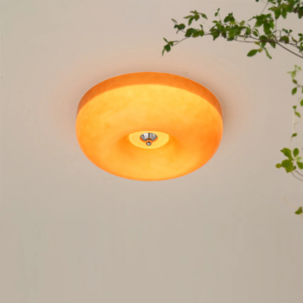 Cream Round Ceiling Lamp Simple Glass Ceiling Light For Bedroom - Image 9
