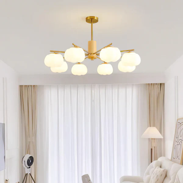 Cream Style Wooden Cotton Balls Chandelier For Living Room - Image 2