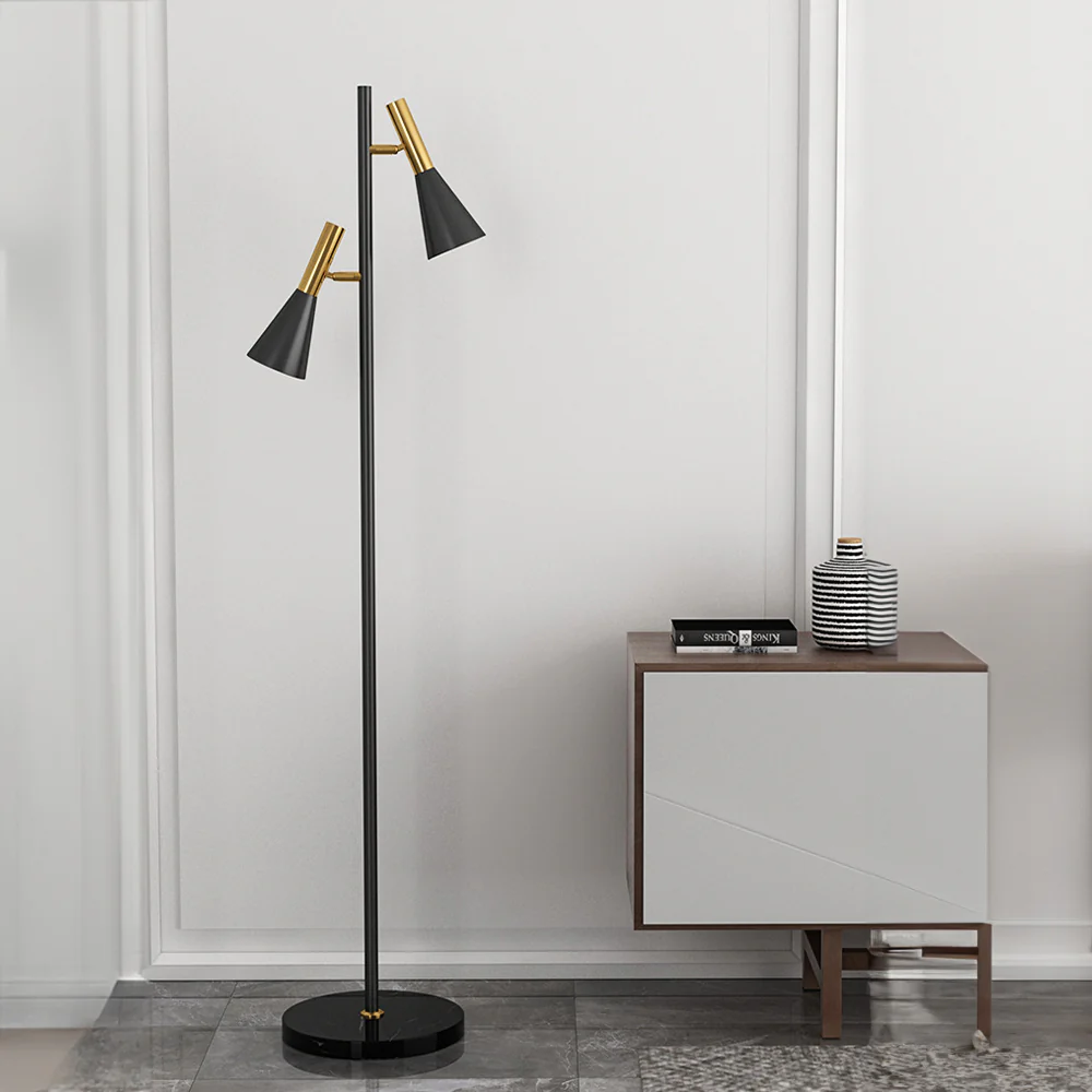 Creative Adjustable Two Heads Black Floor Lamp - Image 3