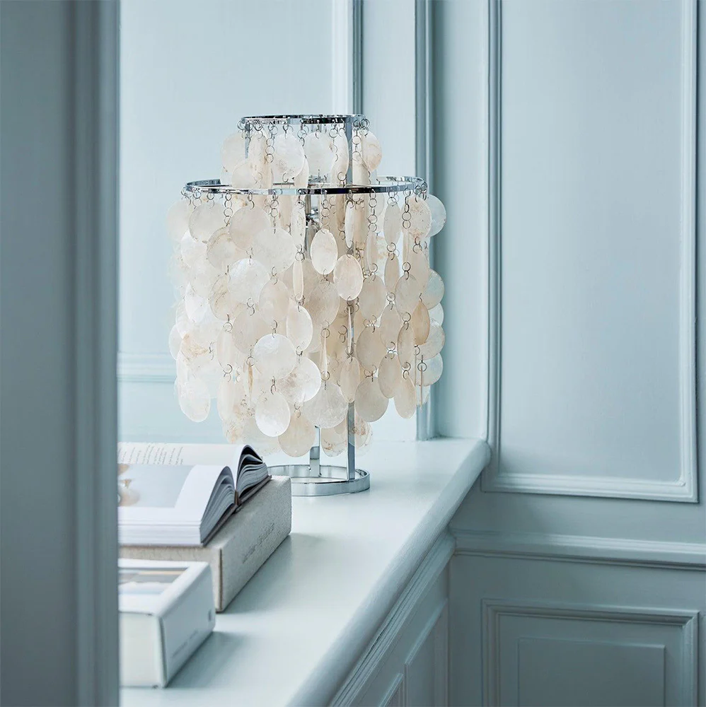 Danish Seashell Pearl Wind Chimes Decorative Table Lamp - Image 3