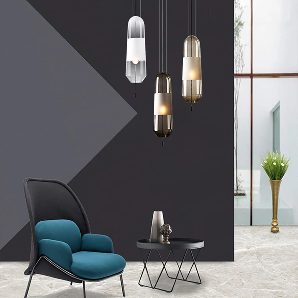 Designer Capsule Shaped Glass Pendant Lamp