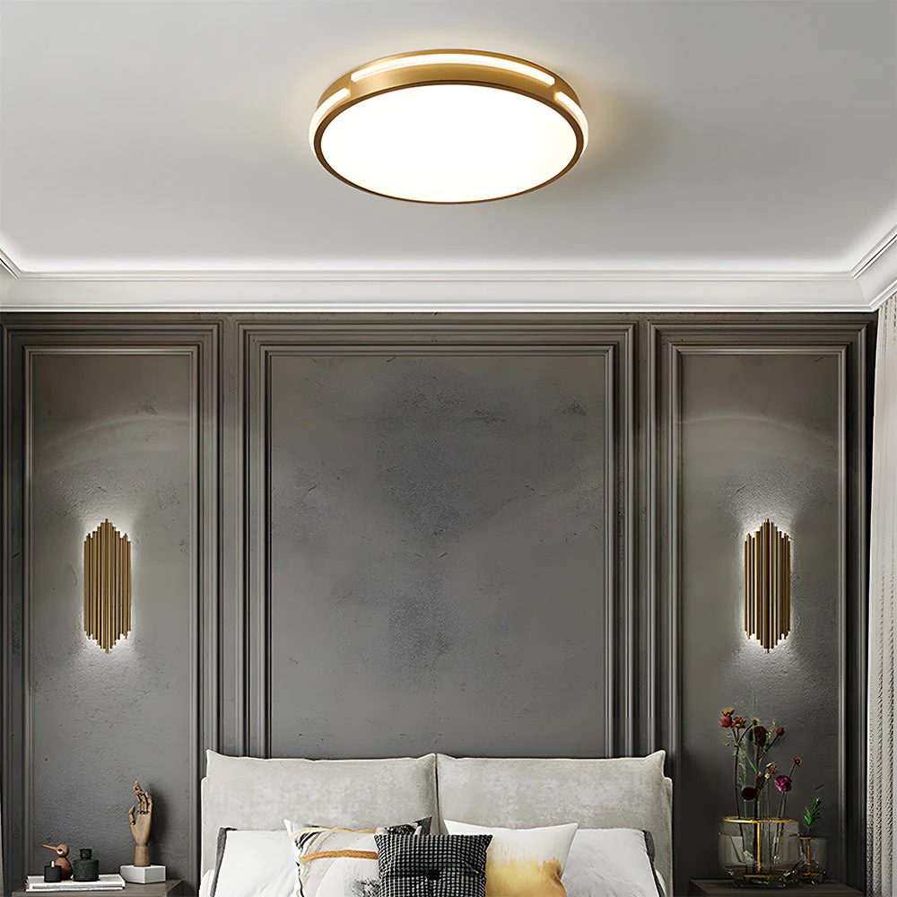 Elegant Copper Gold Round LED Ceiling Light for Living Room - Image 2