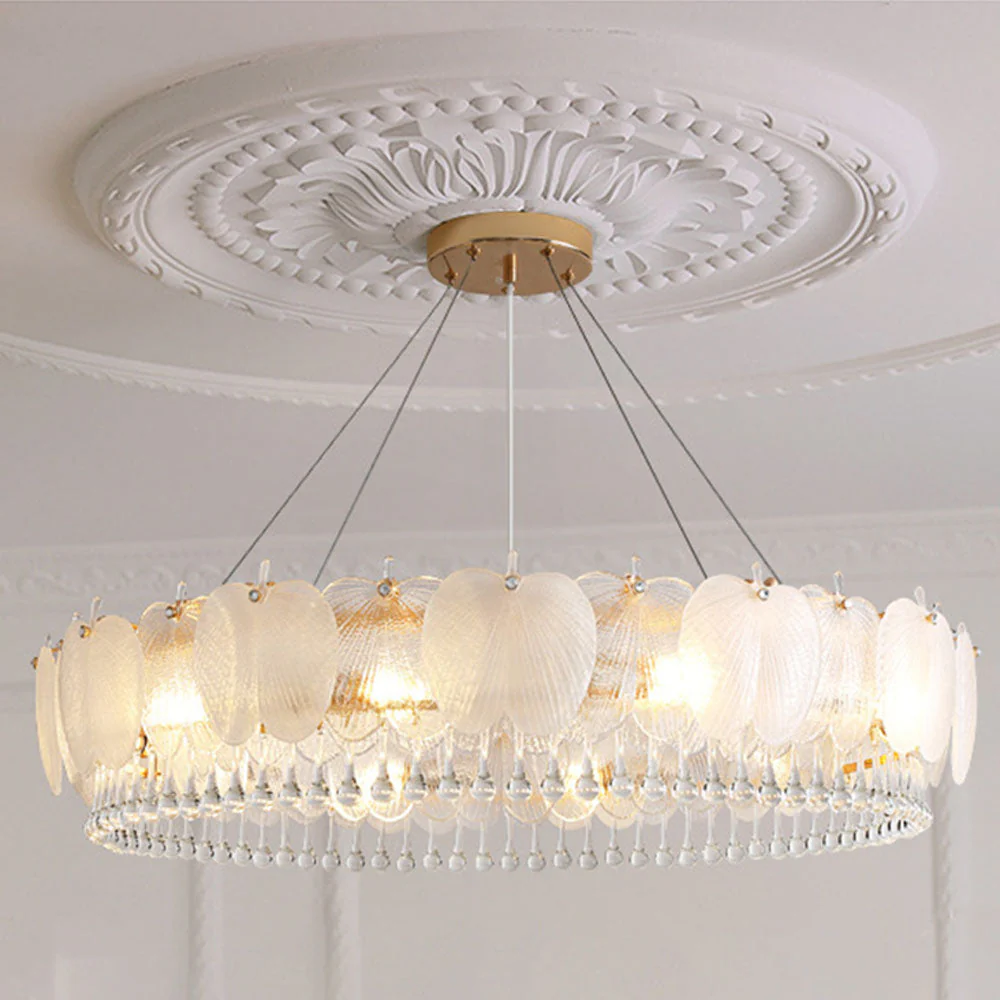 Feather Shape Crystal Glass Round Chandelier - Image 5