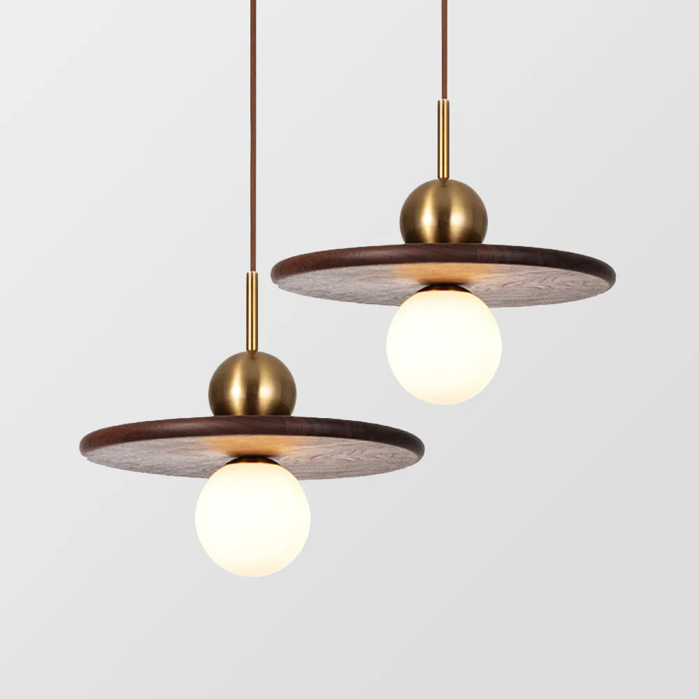 Flying Saucer Walnut Pendant Light - Image 3