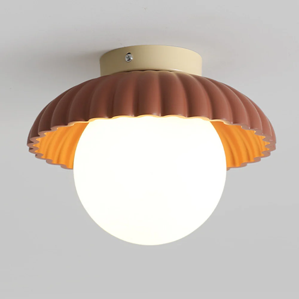 French Creamy Glass Stained Ceiling Light - Image 10