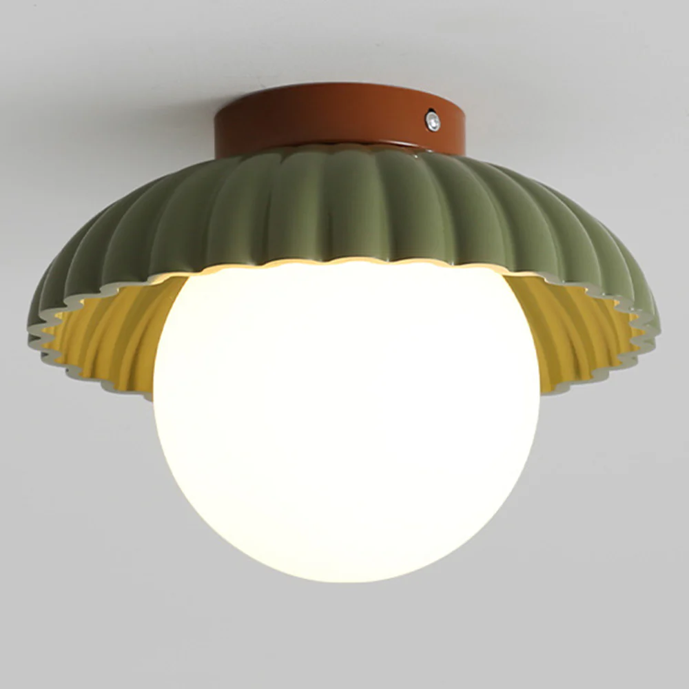 French Creamy Glass Stained Ceiling Light - Image 7