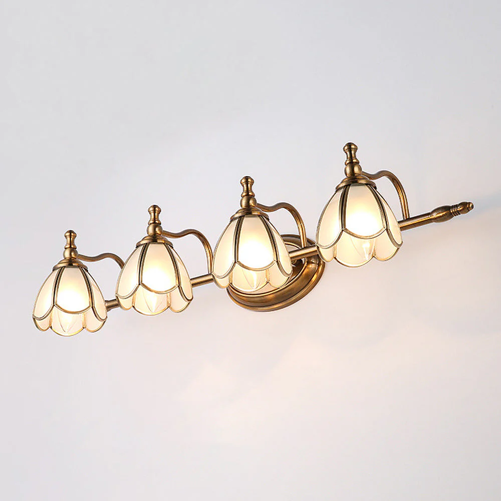 French Flower Gold Bathroom Vanity Wall Lights - Image 4