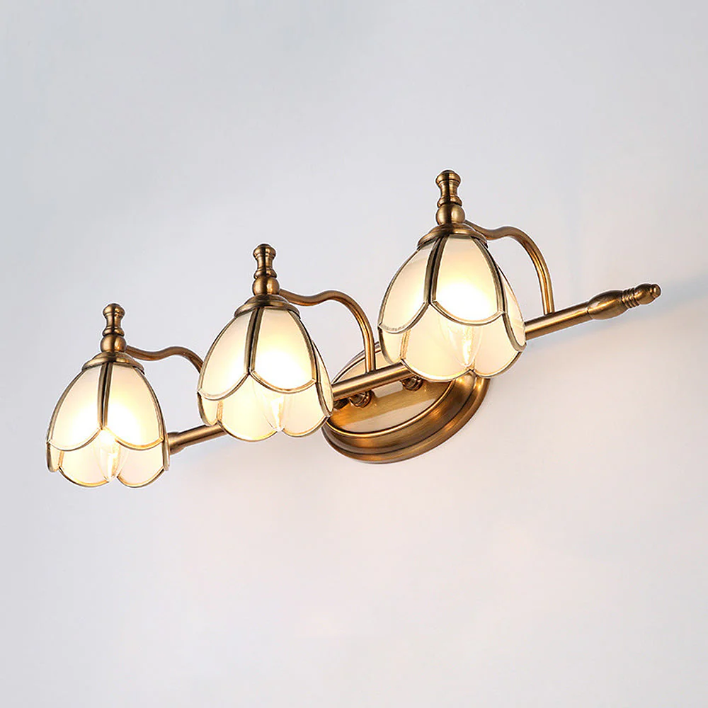 French Flower Gold Bathroom Vanity Wall Lights - Image 5