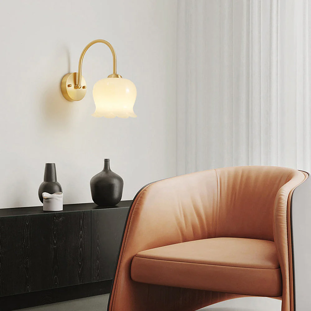 French Flower Shade Glass Wall Light