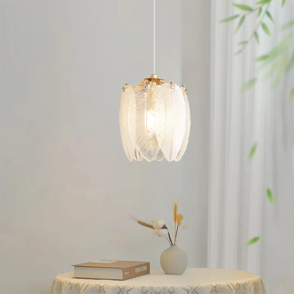 French Style Feather Glass Pendant Light - Image 5
