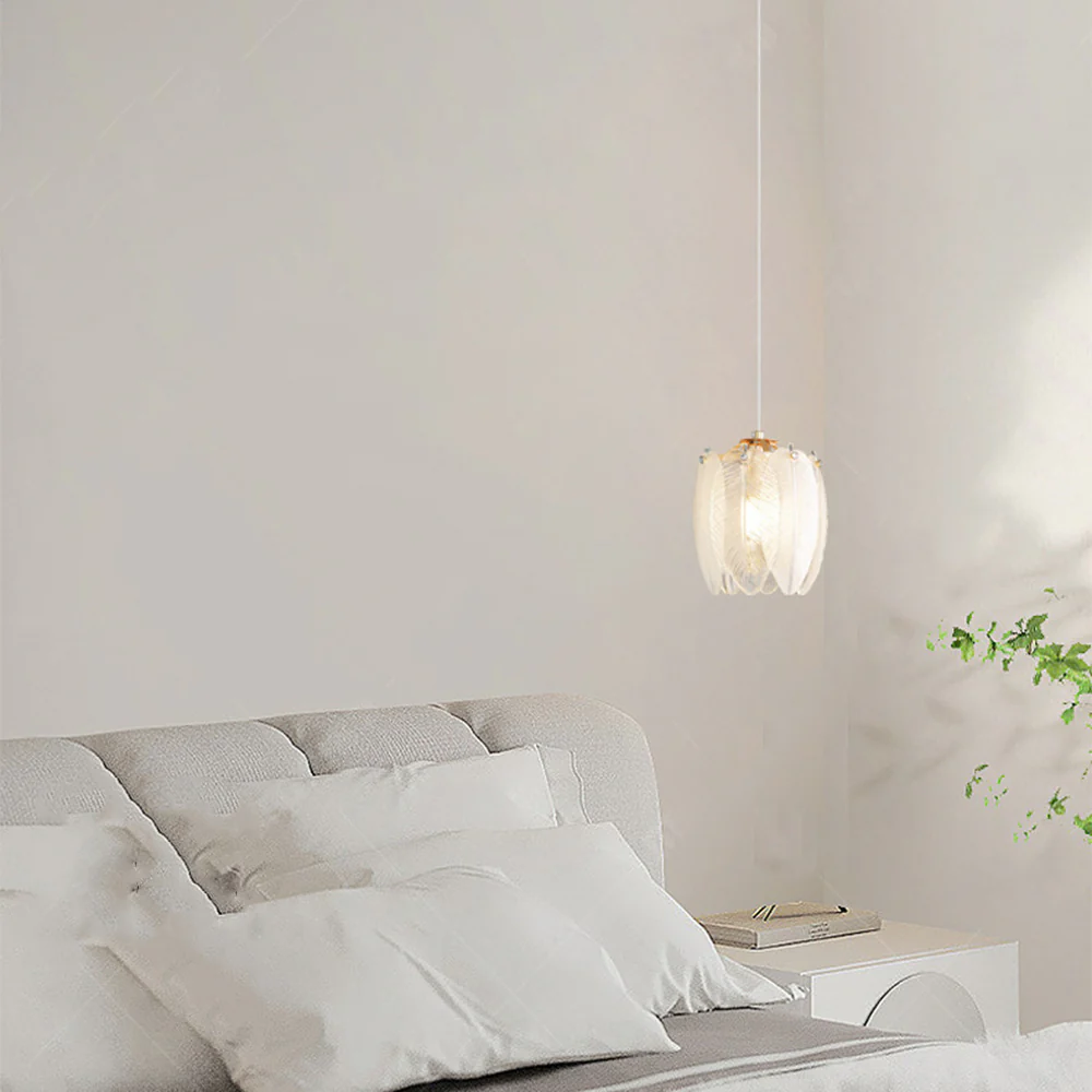 French Style Feather Glass Pendant Light - Image 6