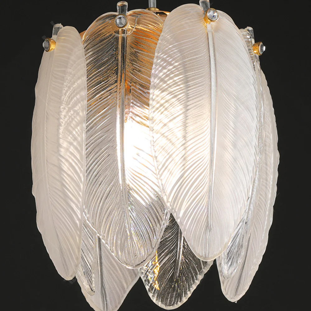 French Style Feather Glass Pendant Light - Image 7