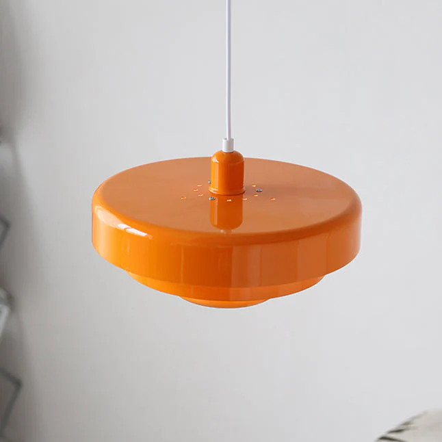 Mid-century Single Head Medieval Iron Round Pendant Light - Image 5