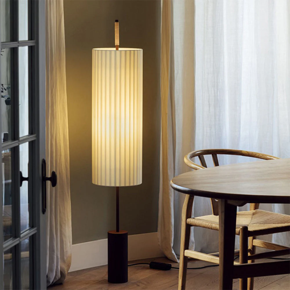 Japanese Style Fabric Dorica Floor Lamp