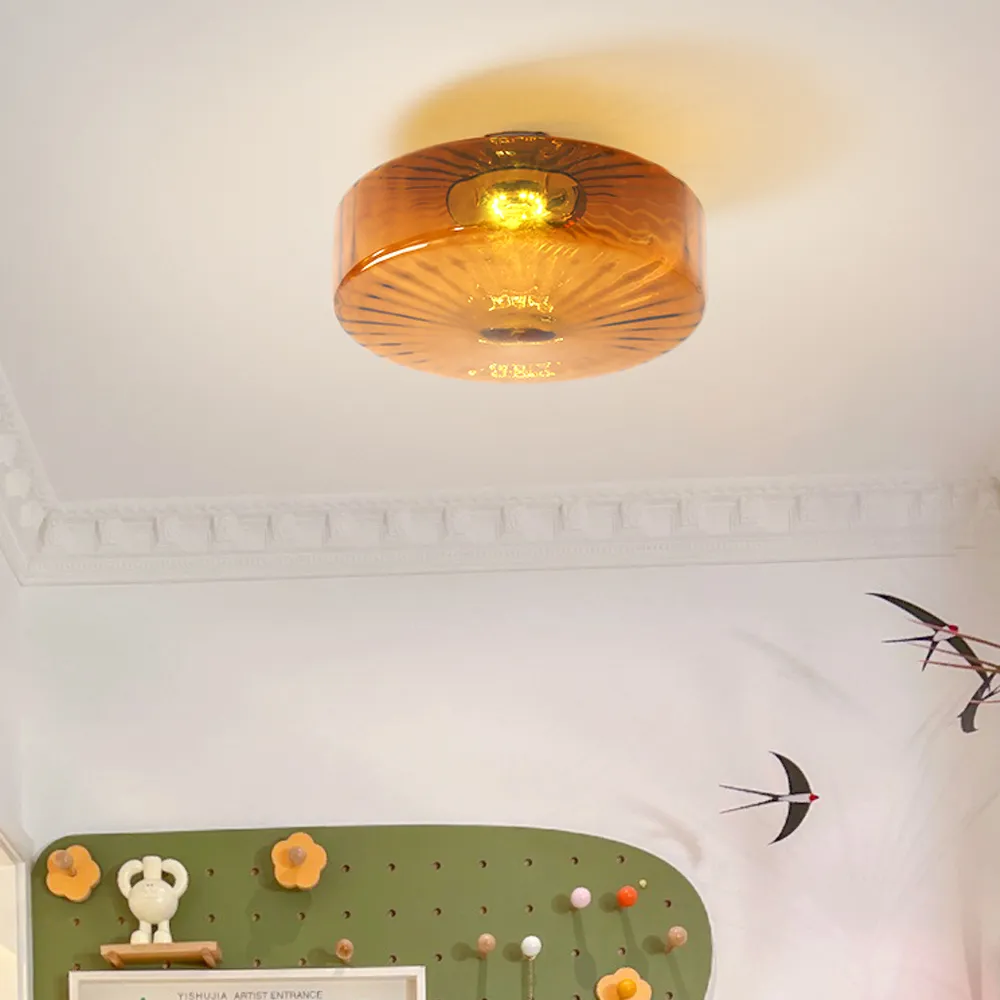 Medieval Glass Corrugated Ceiling Lamp - Image 4