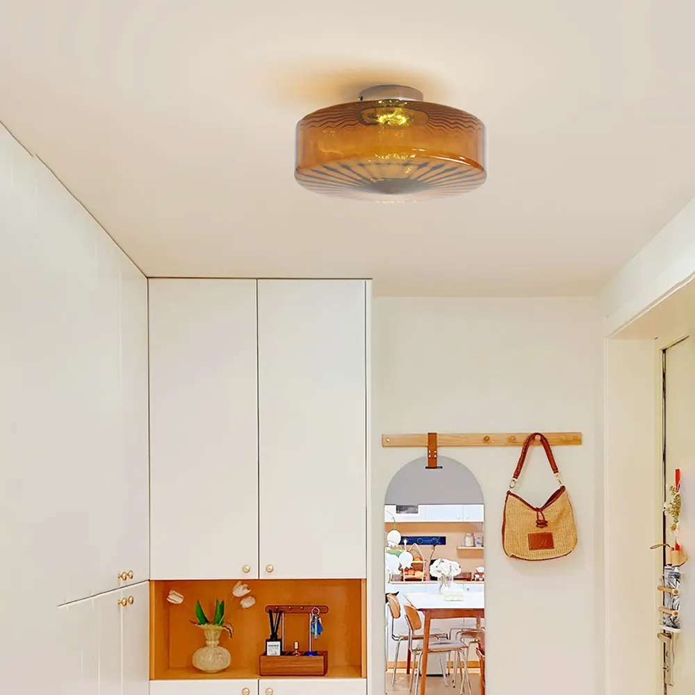 Medieval Glass Corrugated Ceiling Lamp - Image 8