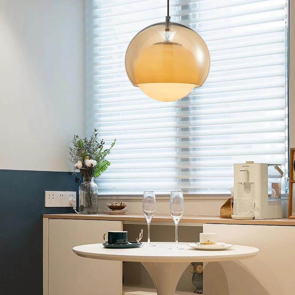 Vintage Orange Bauhaus Glass Pendant Light - Image 8
