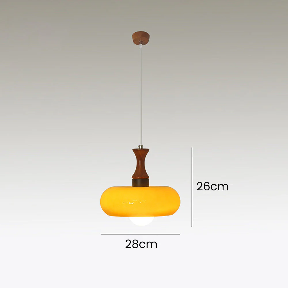Medieval Walnut Glass Pendant Light - Image 3