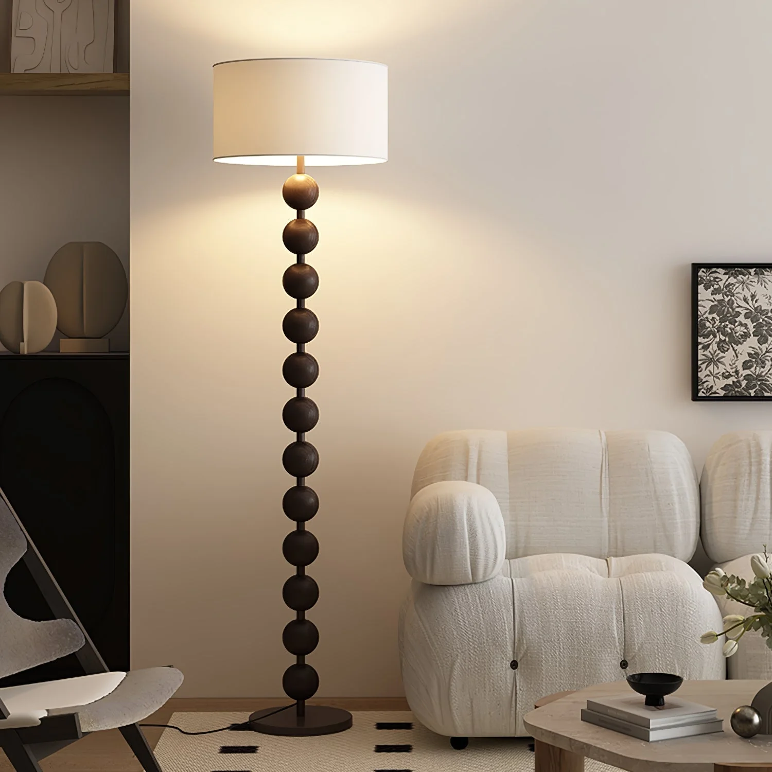 Medieval Wooden Barbell Floor Lamp