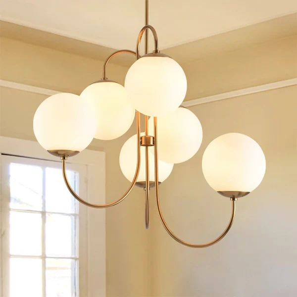 Metal Glass Vintage Chandelier - Image 6