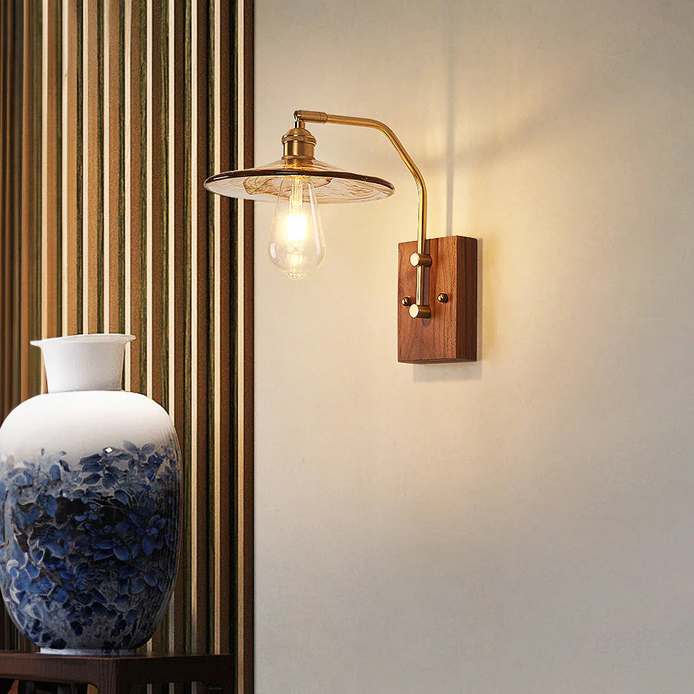 Mid-Century Brown Clear Glass Wall Light - Image 15
