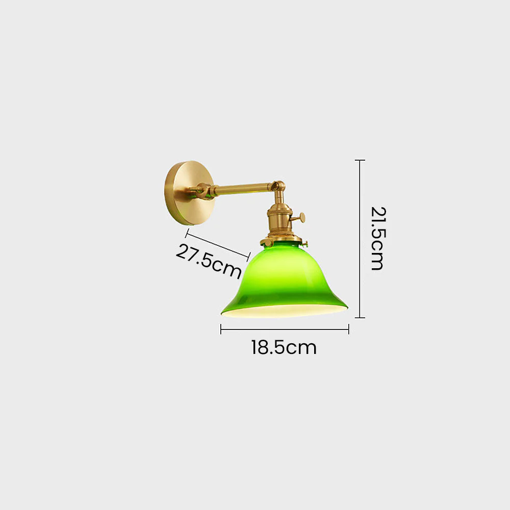 Mid-Century Green Adjustable Glass Shade Wall Light - Image 6