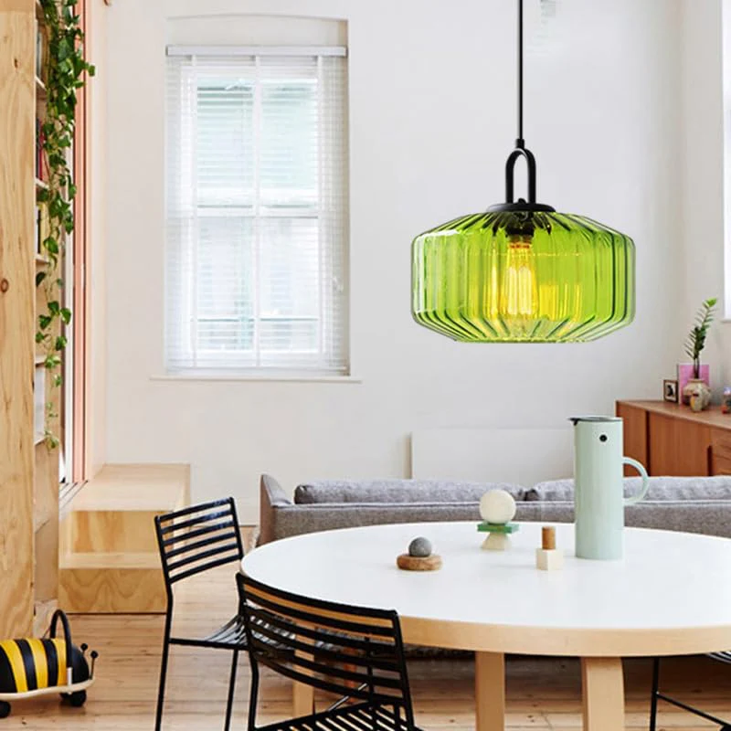 Mid Century Striped Glass Pendant Light - Image 4