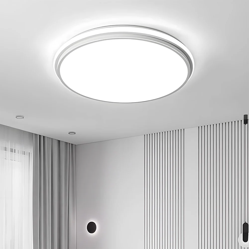 Minimalist Circular White Metal LED Bedroom Ceiling Light - Image 13