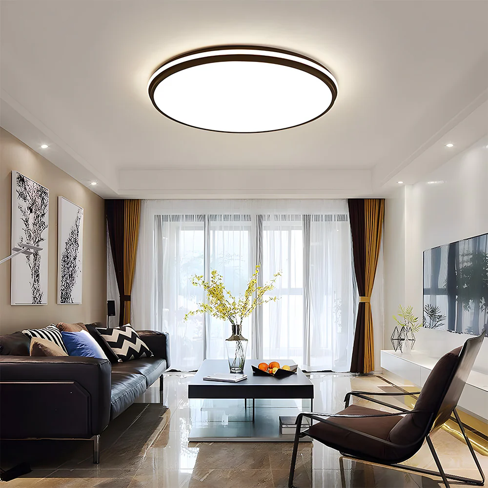 Minimalist Circular White Metal LED Bedroom Ceiling Light - Image 3