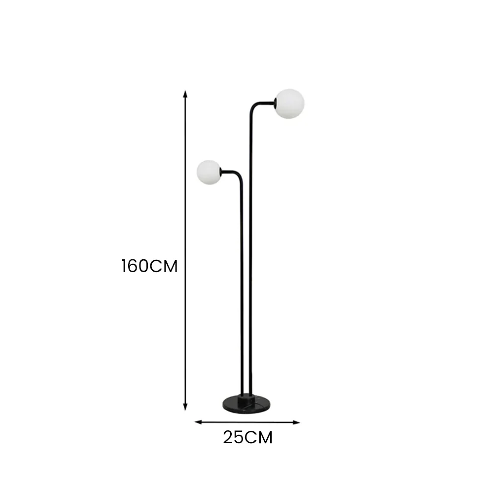 Modern 2 Glass Lights Black Marble Floor Lamp - Image 6