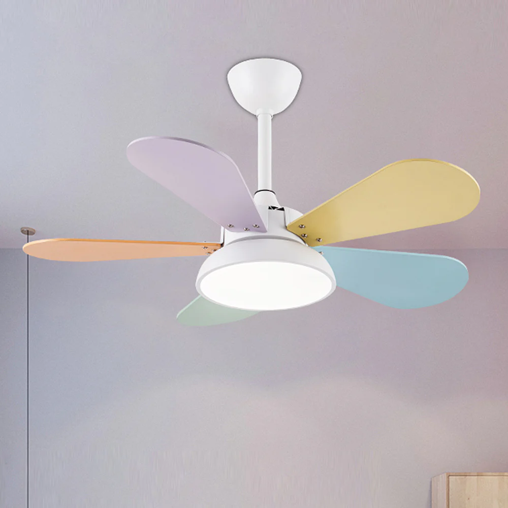 Macaron Colorful Round Ceiling Fan With LED Light - Image 5
